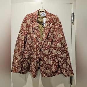 Zara floral full suit jacket and pant